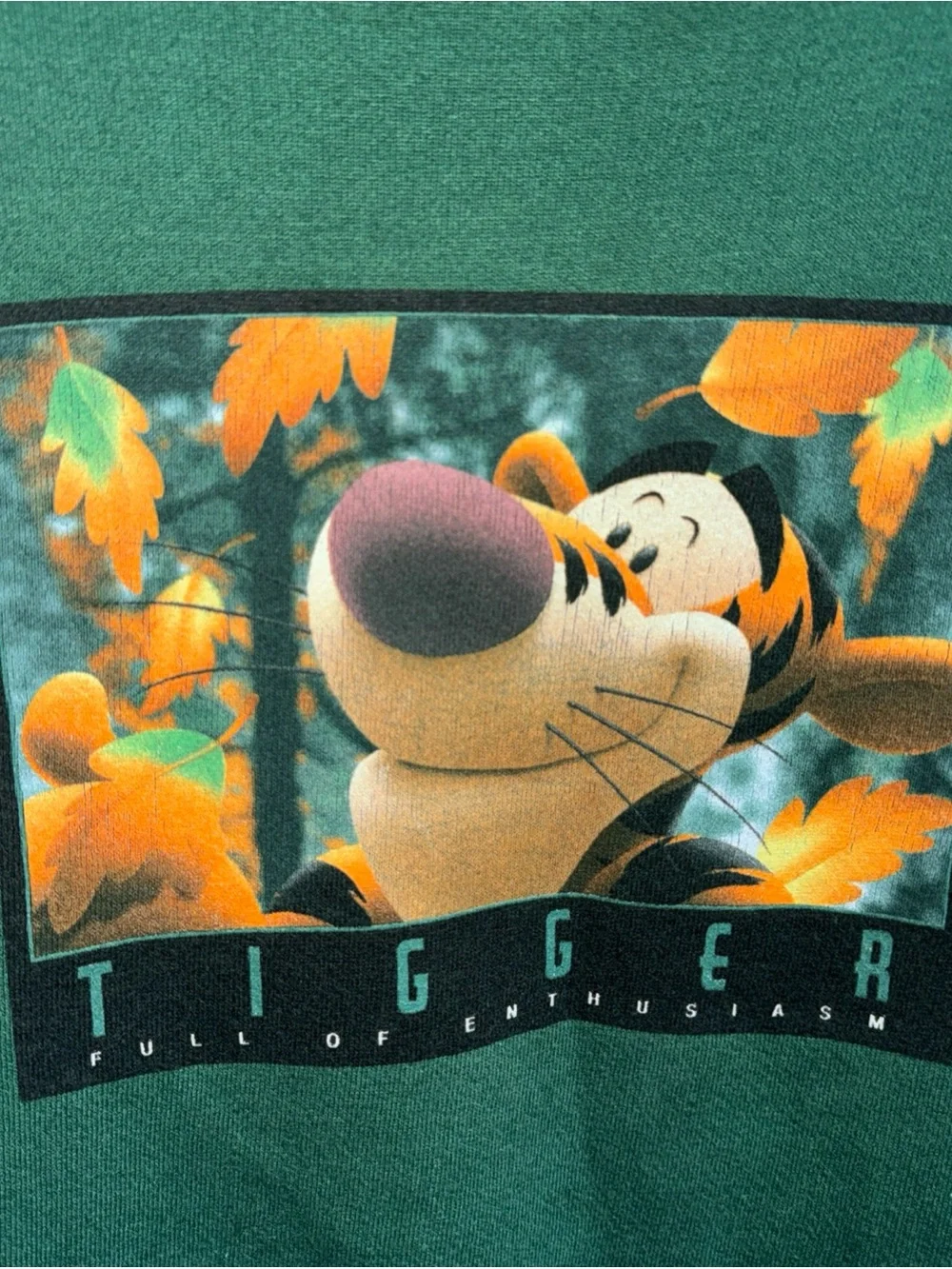 Vintage 90s Disney Tigger “ Full Of Enthusiasm” Green Crewneck L